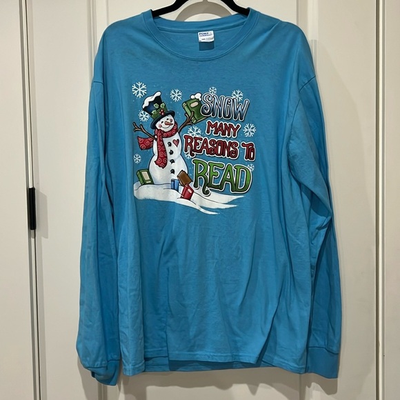 TEACHER LONG SLEEVE SNOWMAN T SHIRT - Picture 1 of 4